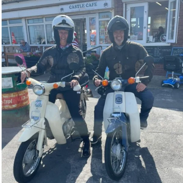 Julie And Paul At The Castle Cafe, Withernsea, A Lovely Couple On Two Of Our Bikes