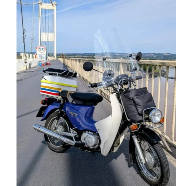 Andy's C110 On The Walkway Of The Severn Bridge, I Hope The Bike Doesn't Suffer From Vertigo!