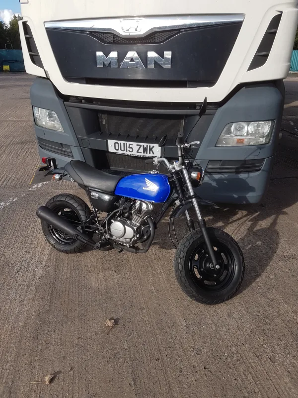 Davids Ape 50 keeping warm with his large friend