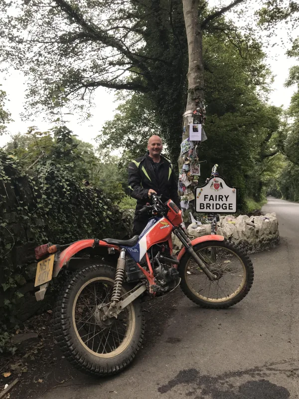 Darren's TLR200 at Fairy Bridge, Isle of Man.