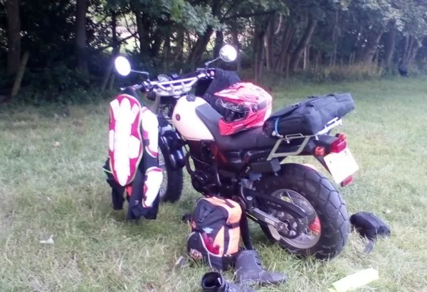 Mike's TW225 camping - here he is fully loaded